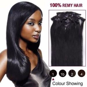 100 % Remy Black Human Hair ~ 7 Clip In Pieces